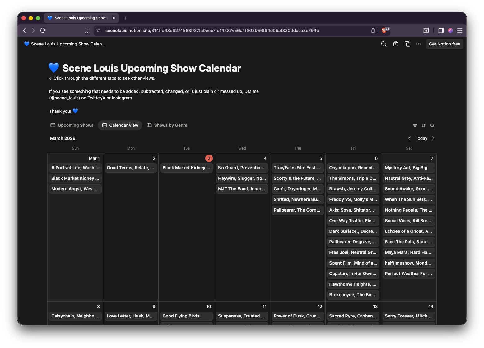 preview of the scene louis upcoming show calendar