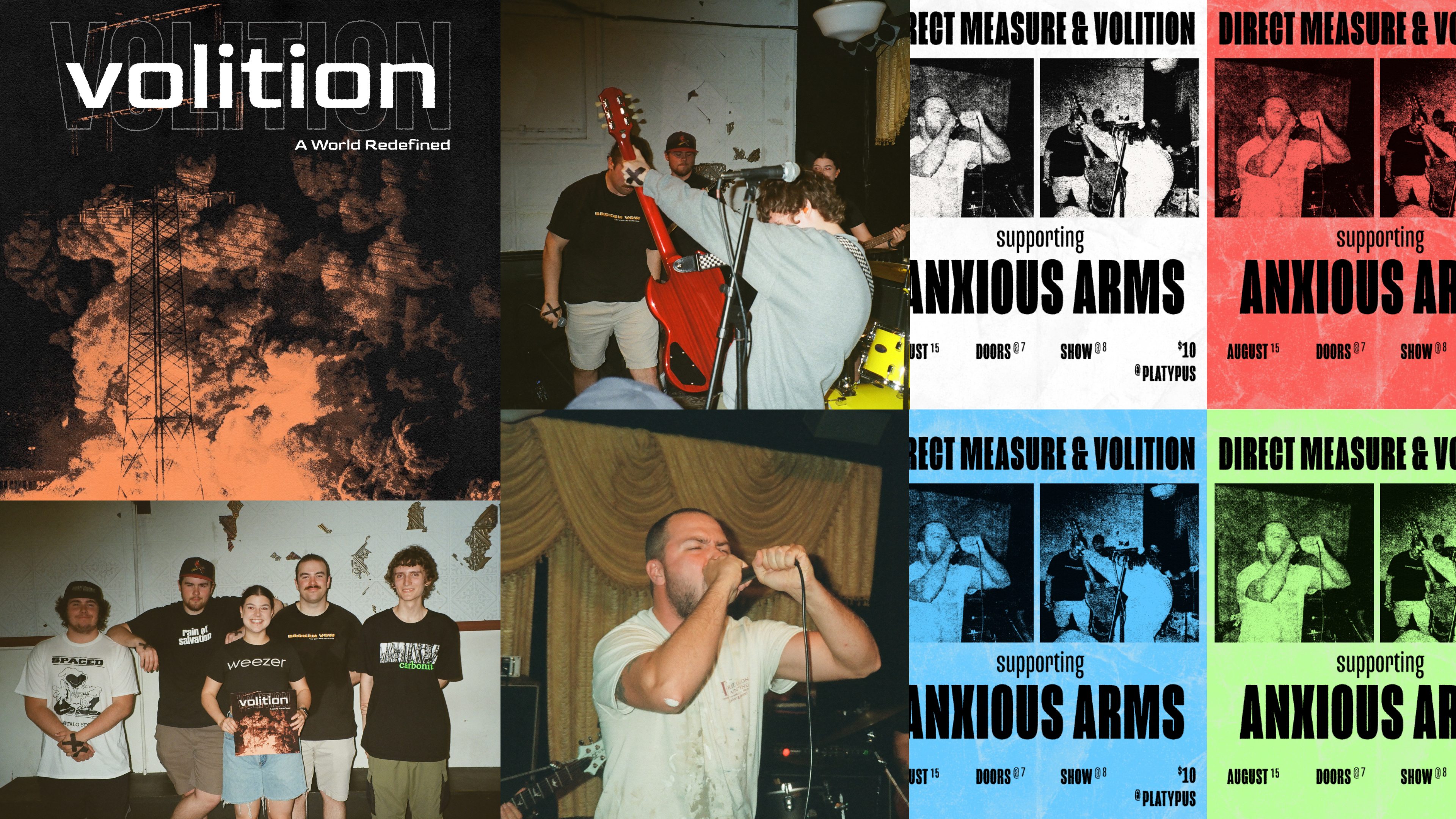 various flyers, photos, and album artwork